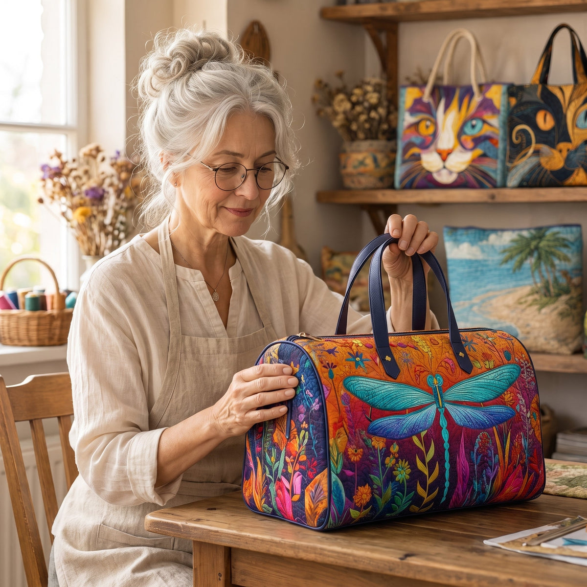 Flit and Fly Quilted Duffle Bag — handcrafted by Jennifer