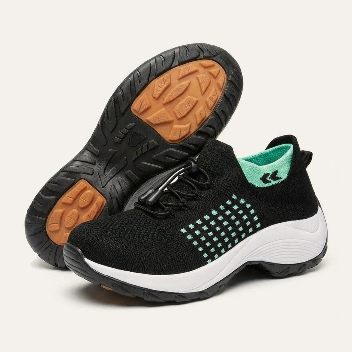 Again Glide in Black / Mint — side view and sole