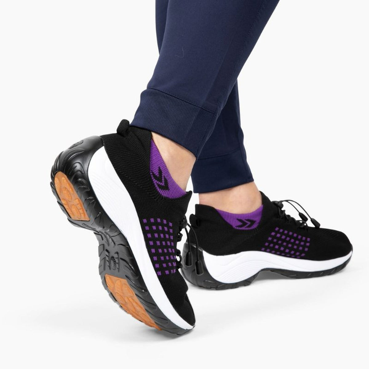 Again Glide in Black / Purple — worn