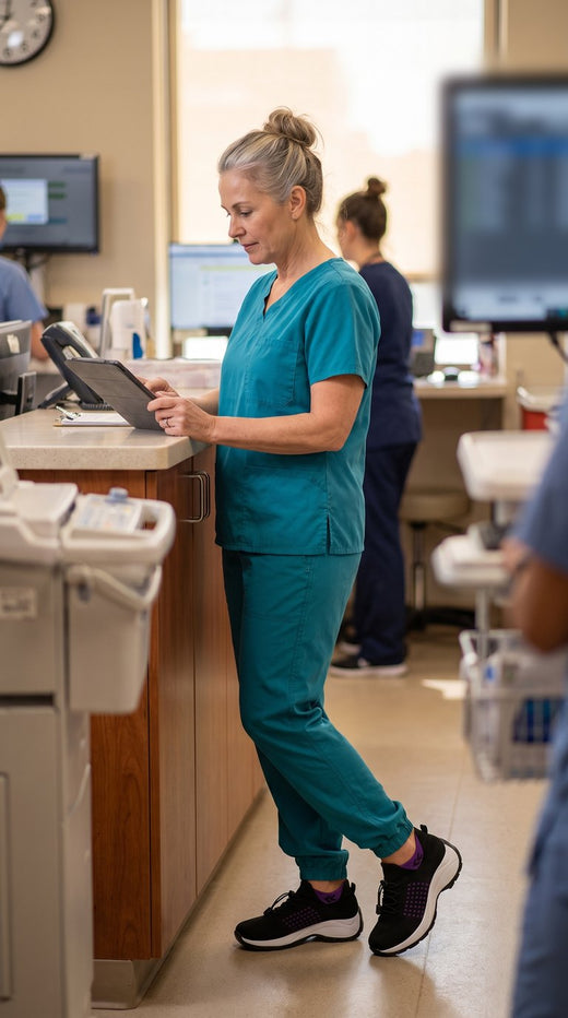 Standing at the nurses' station in Again Glide
