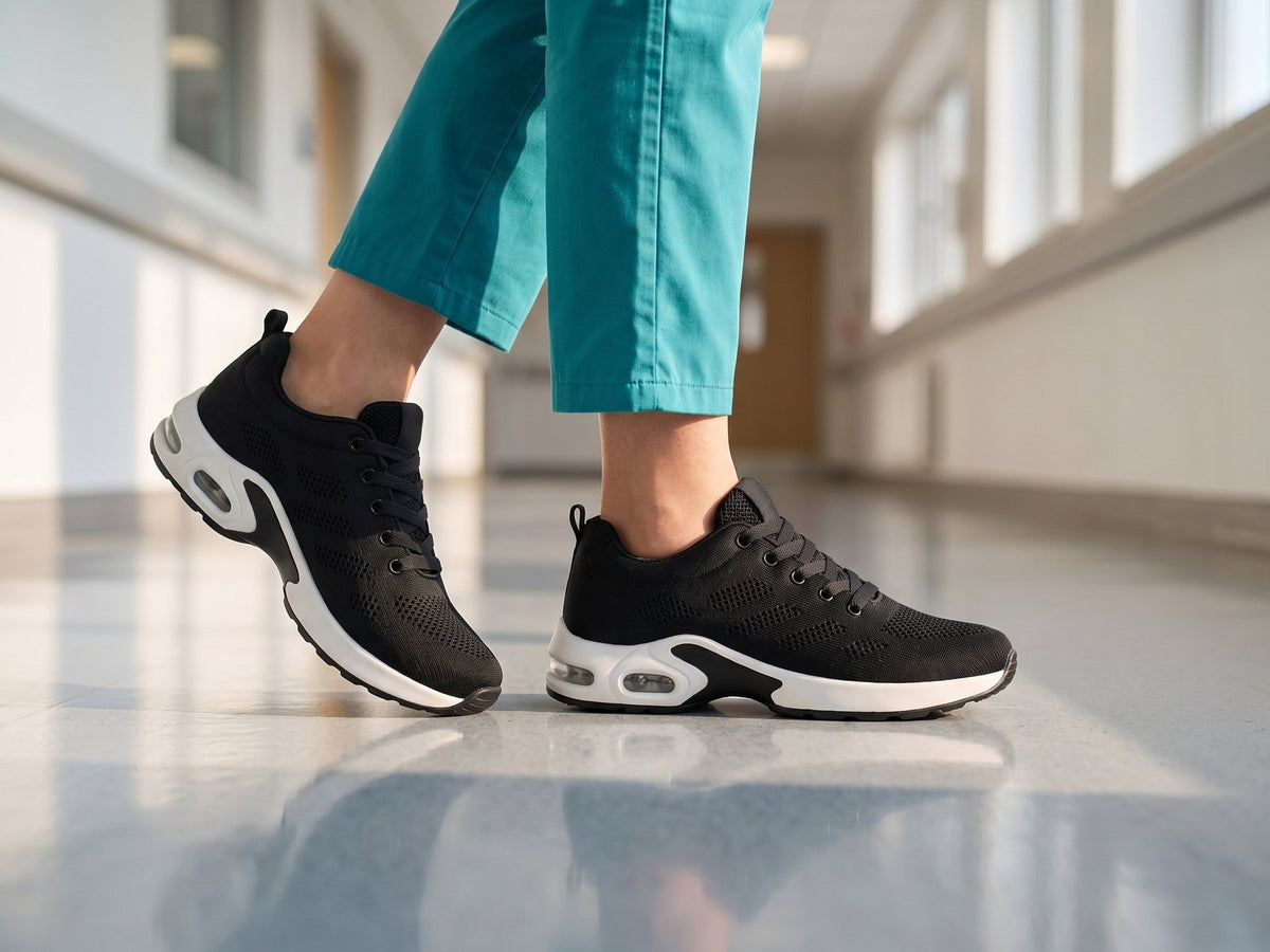 Again Shift: worn on a hospital corridor floor
