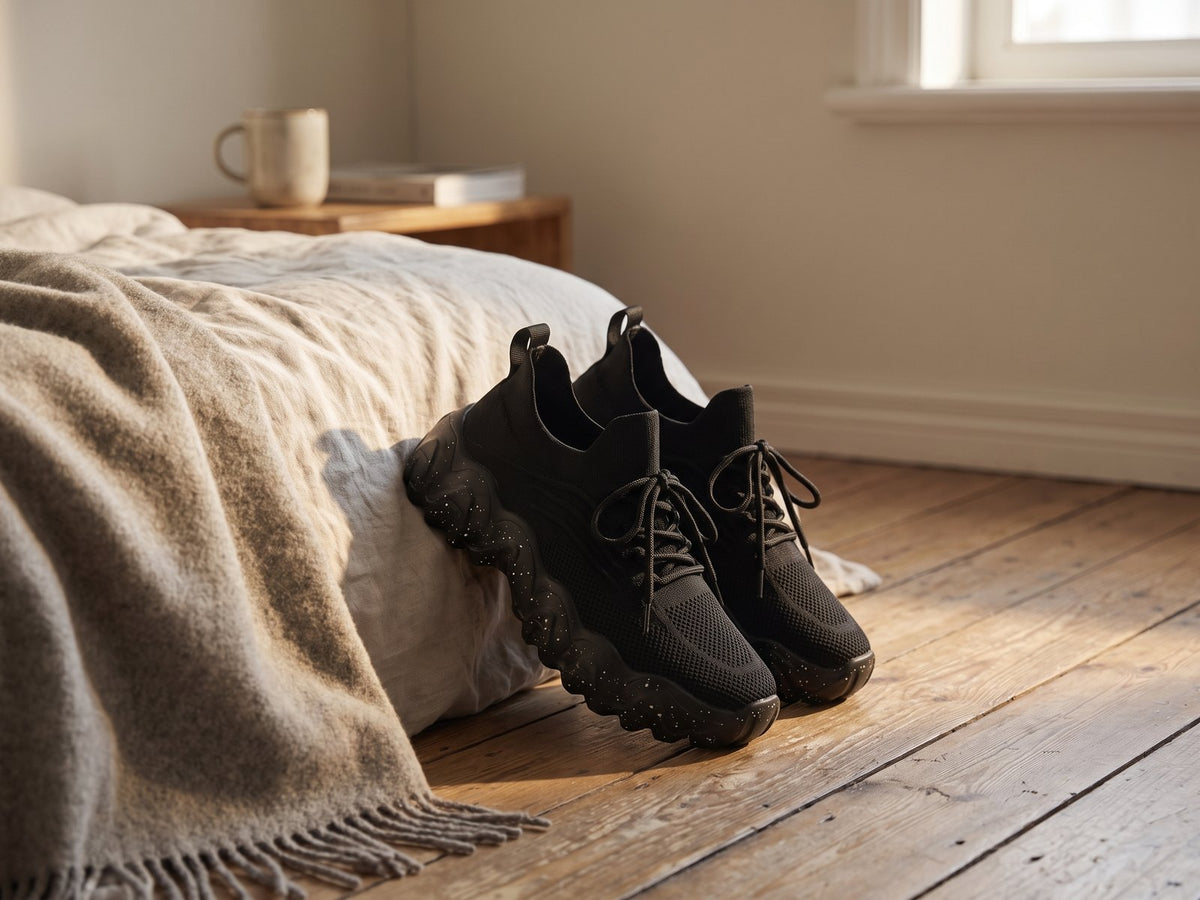 Again Walk: a pair by the bed in the morning